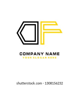 O F initial letter, modern logo design template vector