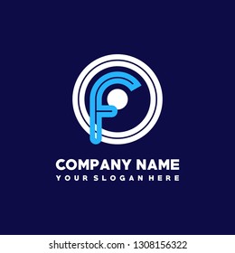 O F initial letter, modern logo design template vector
