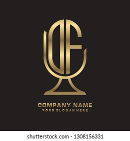 O F initial letter, modern logo design template vector