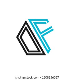 O F initial letter, modern logo design template vector