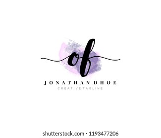 O F OF Initial watercolor logo on white background. Logo template vector