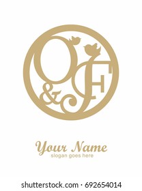 O F initial wedding decorative logo template 