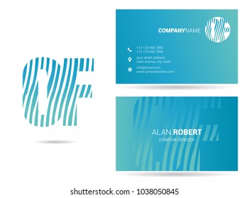 O & F joint logo waves letter design with business card template