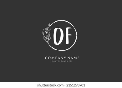 O F OF logo, Initial lettering handwriting or handwritten for identity. Logo with signature and hand drawn style.
