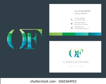O & F multi color joint logo design with business card template