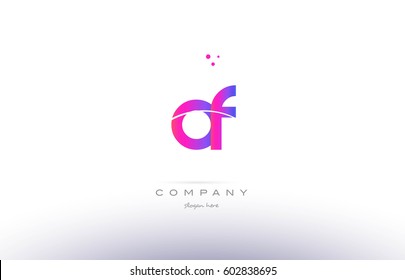 of o f  pink purple modern creative gradient alphabet company logo design vector icon template