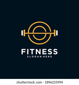 O fitness logo logo with Kettlebell fitness vector icon design and Barbell Fitness Gym Logo Design.