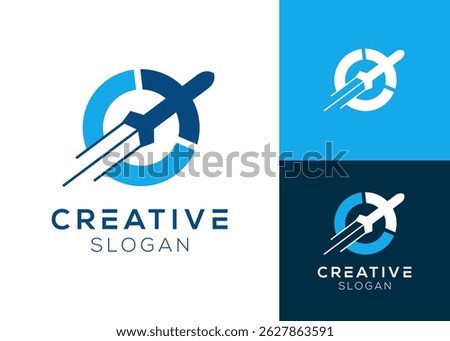 O flight logo. Letter O with airplane elements logo design for transportation