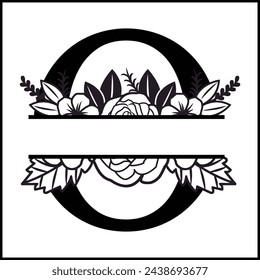 O Floral Split Monogram , Flower Monogram Clipart, Floral Letter Graphic, Alphabet Bundle |Split Monogram Alphabet | Split Monogram Frame Alphabet | Cut File for Circuit, Silhouette svg