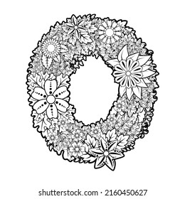 O Flower letter isolated Vector illustration