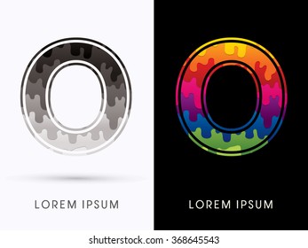 O Font , Colors and black melt graphic vector.