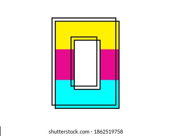 O font letter made of black frame outline shadow of font pink, blue, yellow color. Vector illustration for logo, design element, poster and more      

 


