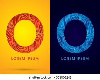 O ,Font ,Text, designed using line fire and cool, graphic vector.