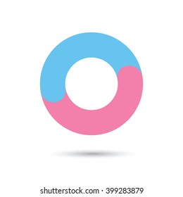 o font vector with blue and pink color isolate on White background