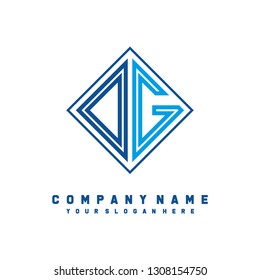 O G initial letter, modern logo design template vector