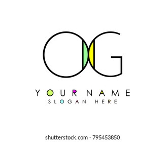 O & G initial minimalist logo template vector