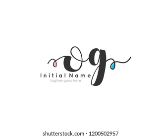 O G OG Initial handwriting logo vector template