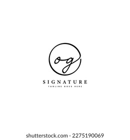 O, G, OG Letra inicial manuscrita y logotipo del vector de la firma. Plantilla de negocio en forma redonda