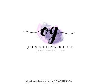O G OG Initial watercolor logo on white background. Logo template vector
