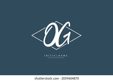 O G OG logo, Initial lettering handwriting or handwritten for identity. Logo with signature and hand drawn style.