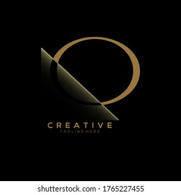 O Gold Letter Logo Design with Creative Paper Cut