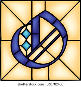 O - Gothic font, English alphabet, letter, vector illustration in stained glass window style