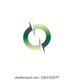 O green arrows letter vector icon