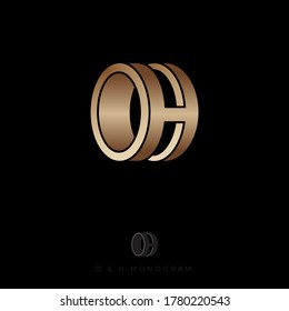 O and H initials as ring. Blue O and H monogram. Logo can be used for wedding agency, jewelries, bijouterie, flowers boutique.