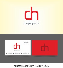 O H joint logo design vector with business card template