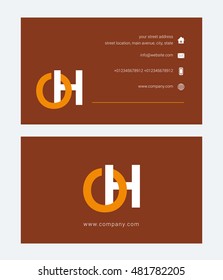 O H Letter logo design with card template