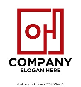 O H-Schrift mit quadratischer design, Vektorvorlage