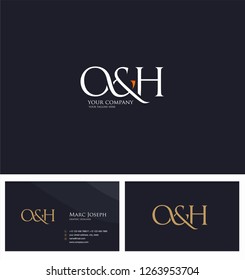 O & H letters Joint logo icon and Business card vector template.