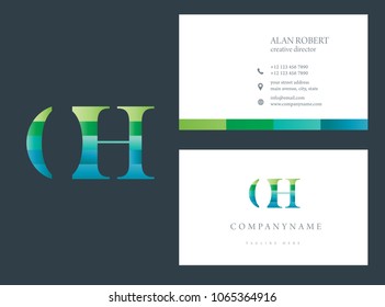 O & H multi color joint logo design with business card template