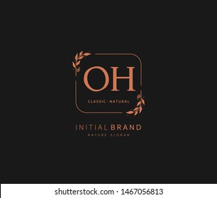 O H OH Beauty vector initial logo, handwriting logo of initial signature, wedding, fashion, jewerly, boutique, floral and botanical with creative template for any company or business.