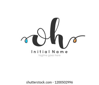 O H OH Initial handwriting logo vector template