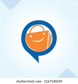 O Happy Shopping Bag Logo Template In Modern Creative Minimal Vector Design