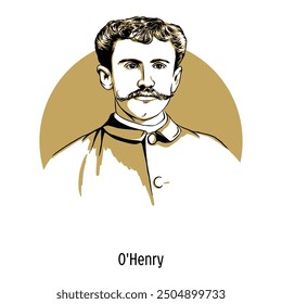 O. Henry is an American writer, a recognized master of the short story. His stories are characterized by subtle humor and unexpected endings. Hand-drawn vector illustration