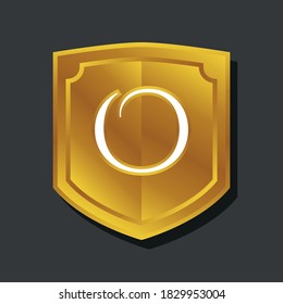 O initial golden shield logo vector