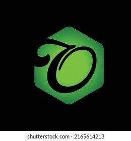 Imagen vectorial del logotipo del haxagon verde inicial
