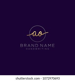 A O Initial handwriting logo template