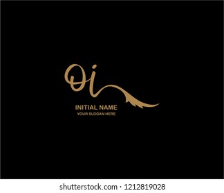 O I Initial Handwriting Logo Template