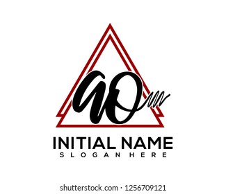 A O Initial Handwriting  Logo Template Vector