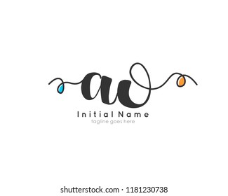 A O Initial handwriting logo vector template
