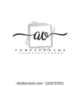 A O Initial handwriting logo vector