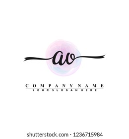 A O Initial handwriting logo vector