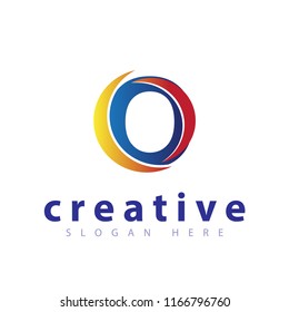 O Initial letter with abstract circle logo vector