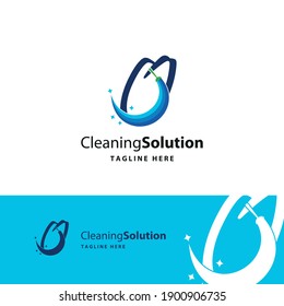 O Initial letter for cleaning service logo business concept. Home, house, office care, maintenance business logo brand vector design, 
