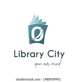 O Initial Letter Flat Modern Book Logo type for education, book store, book shop, library, retail, stationery business logo brand