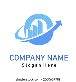 O Initial Letter Graph Upward Grow Up Logo Idea for Finance, Accountant, Management, Trading, Economy Business Company Brand Logo