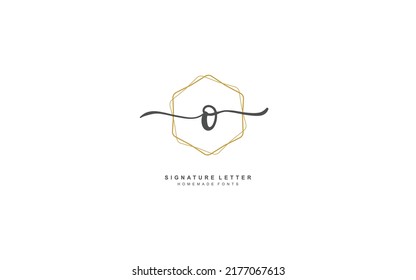 O Initial letter handwriting and  signature logo. A concept with template element.